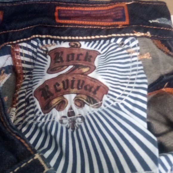 Rock Revival Women's 26 Bootcut Jamie Bejeweled Faux Leather Flap Pockets NWT - Picture 7 of 11